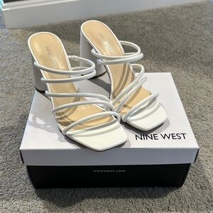 Nine West white strappy heeled sandal